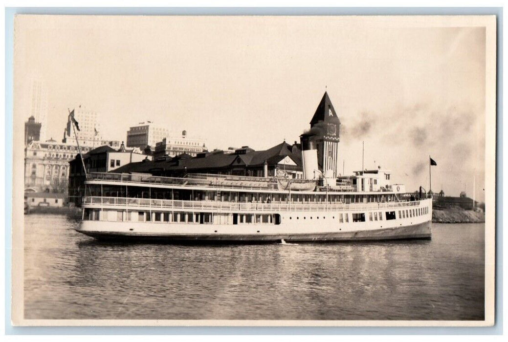 c1940's Steamer Chauncey Depew Ship View Kingston NY RPPC Photo Postcard
