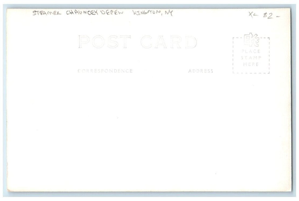c1940's Steamer Chauncey Depew Ship View Kingston NY RPPC Photo Postcard