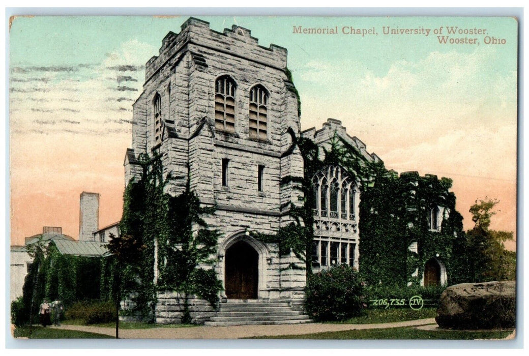 c1910 Memorial Chapel University Wooster Building Wooster Ohio Souvenir Postcard