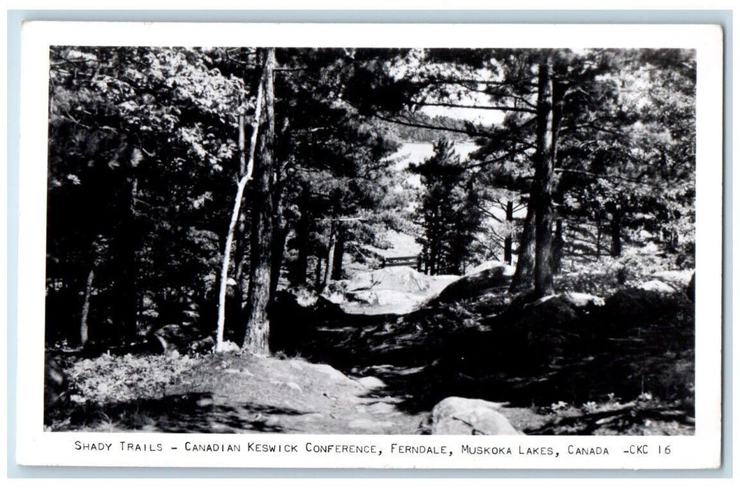 1953 Shady Trails Keswick Conference Muskoka Lakes Canada RPPC Photo Postcard