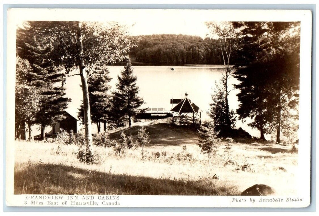 c1920's Grandview Inn & Cabins Lake View Huntsville Canada RPPC Photo Postcard