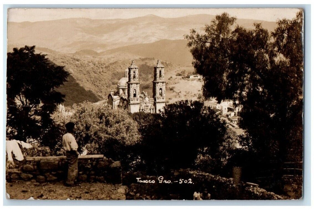 1937 Sanata Prisca de Taxco View Guerrero Mexico RPPC Photo Posted Postcard