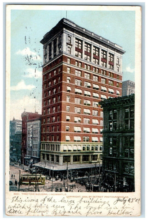 1907 Aerial View Traction Building Streetcar Cincinnati Ohio OH Antique Postcard