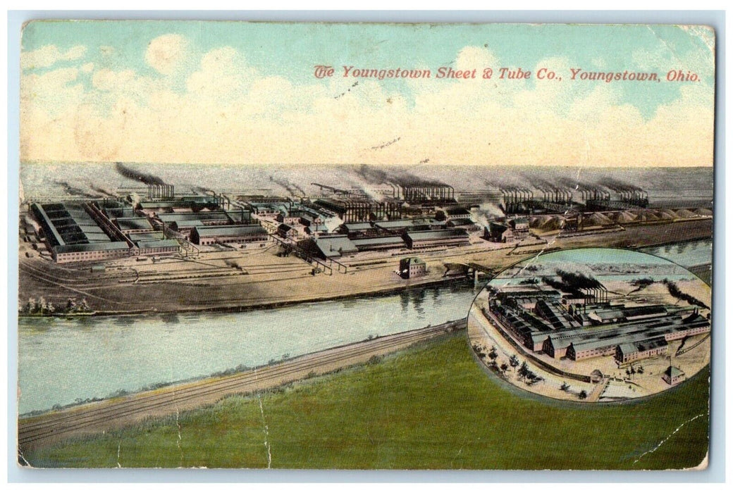 1912 Aerial View Youngstown Sheet Tube Co Youngstown Ohio OH Multi-View Postcard