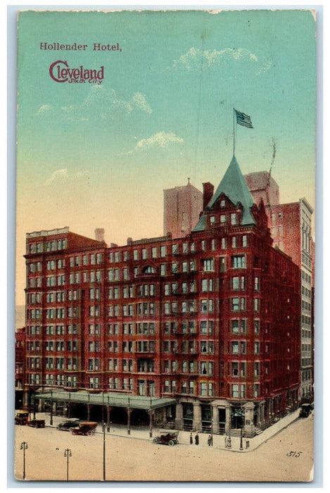 1914 Birds Eye View Hollender Hotel Building Cleveland Ohio OH Vintage Postcard