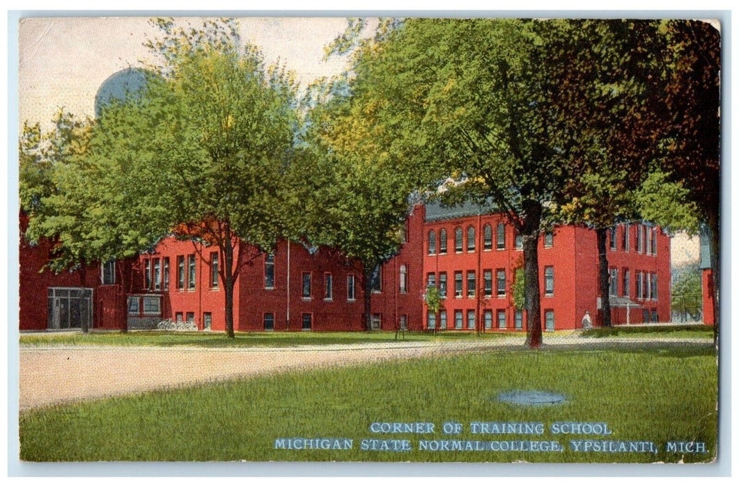 1918 Corner Training School Michigan State Normal College Ypsilanti MI Postcard