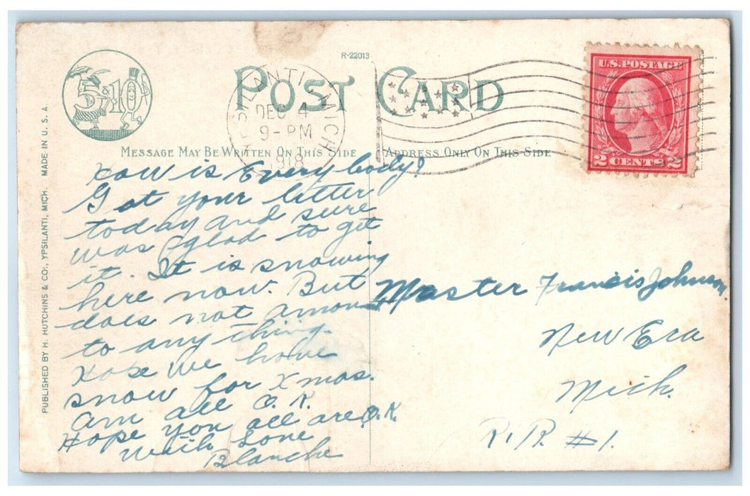 1918 Exterior View Cleary Business College Building Ypsilanti Michigan Postcard