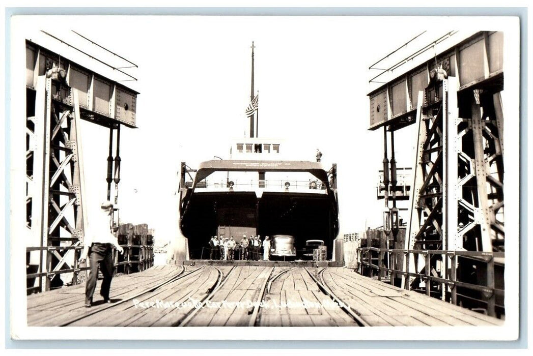 c1940's Pere Marquette Ferry Dock Ship Ludington Steamer MI RPPC Photo Postcard