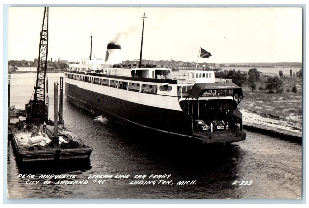 c1940s Pere Marquette Ship Midland #41 Ferry Ludington MI RPPC Photo Postcard