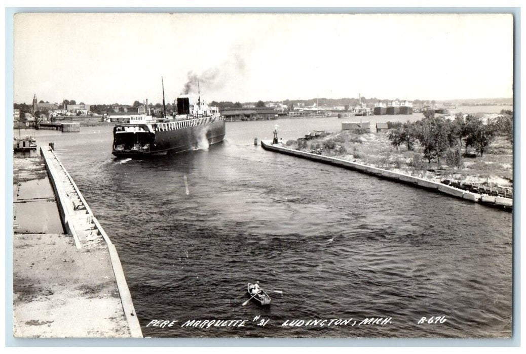 c1940s Pere Marquette # 31 Ferry Ship Steamer Ludington MI RPPC Photo Postcard