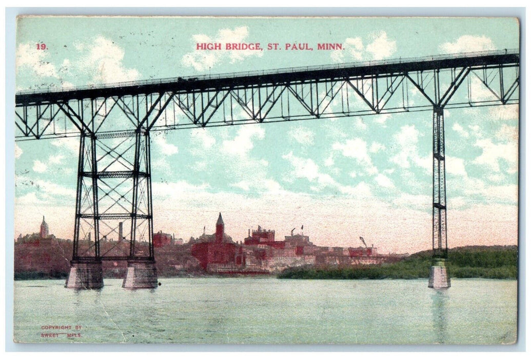 1914 View Of High Bridge St. Paul Minnesota MN Posted Antique Postcard