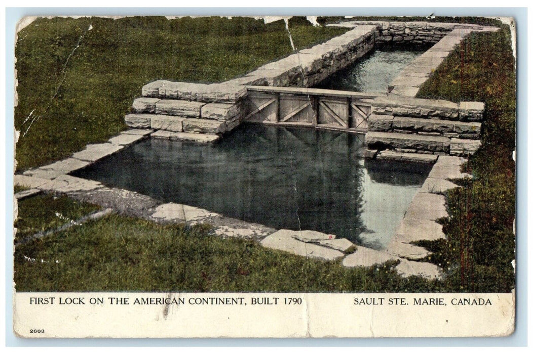 1909 First Lock on the American Continent Sault Ste. Marie Canada Postcard