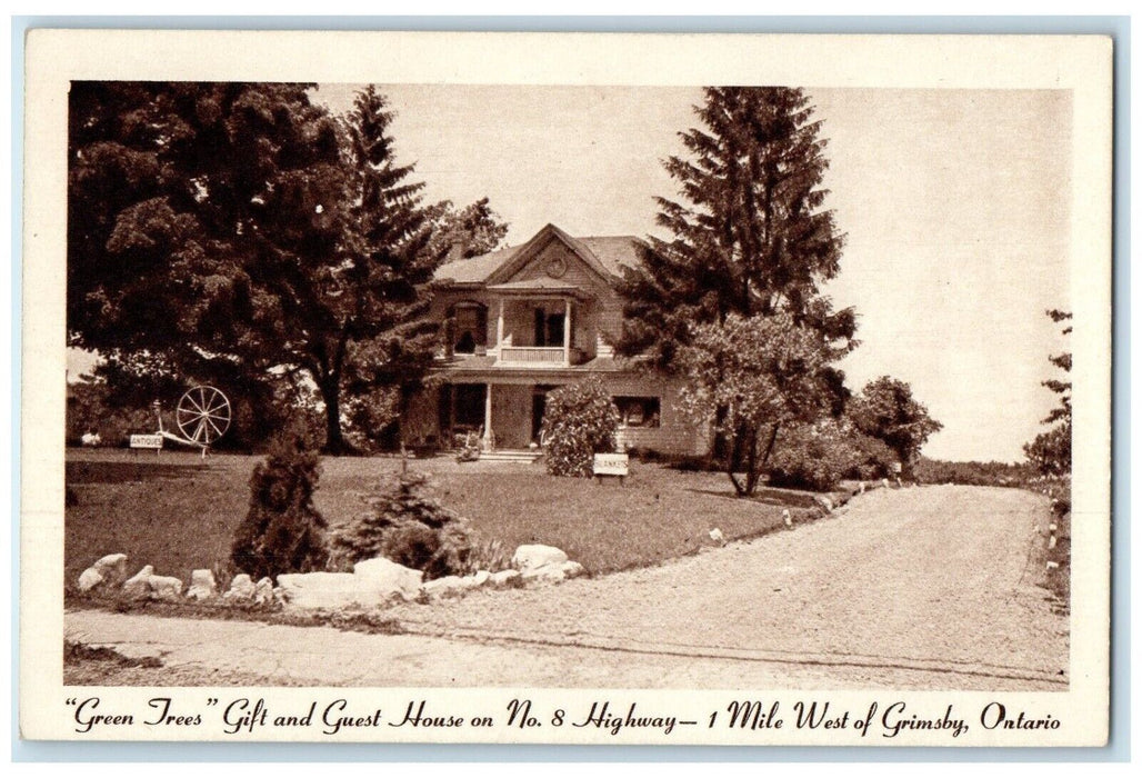 c1920's Green Trees Gift Guest House No. 8 Grimsby Ontario Canada Postcard