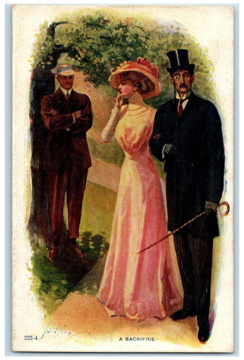 c1910's Couple Woman Cheating A Sacrifice Unposted Antique Postcard