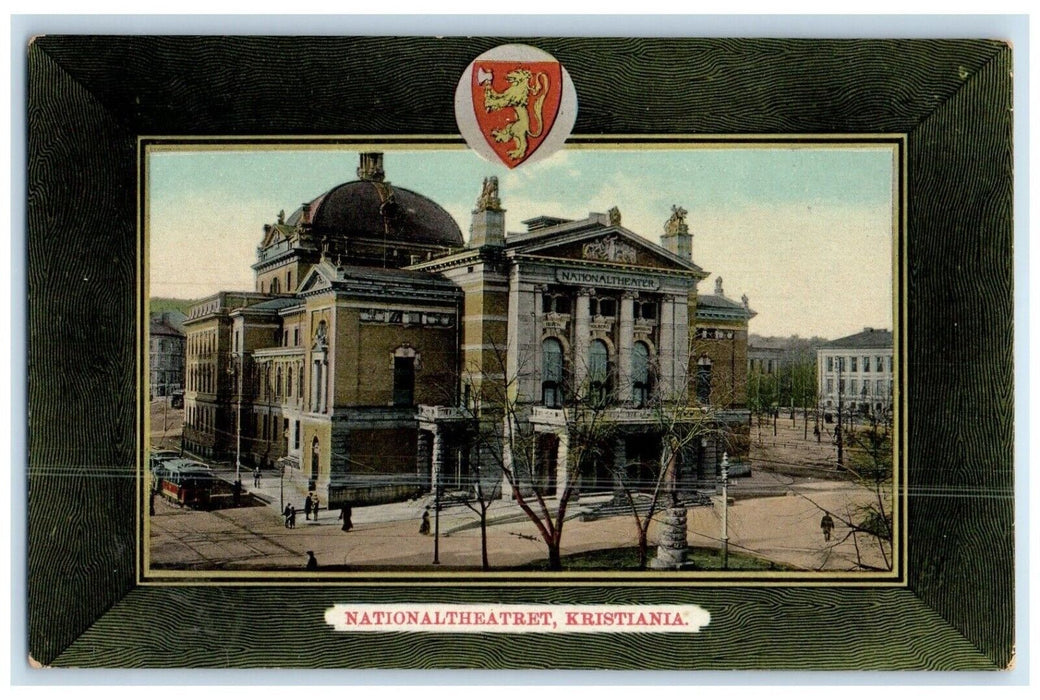 c1910 Logo Building View Christiana Theatre Norway Antique Unposted Postcard