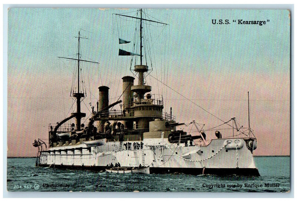 c1910's USS Kearsarge Steamer Ship Paterson NJ Posted Antique Postcard
