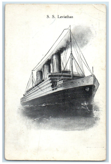c1910's View OF Steamer Ship SS Leviathan Unposted Antique Postcard