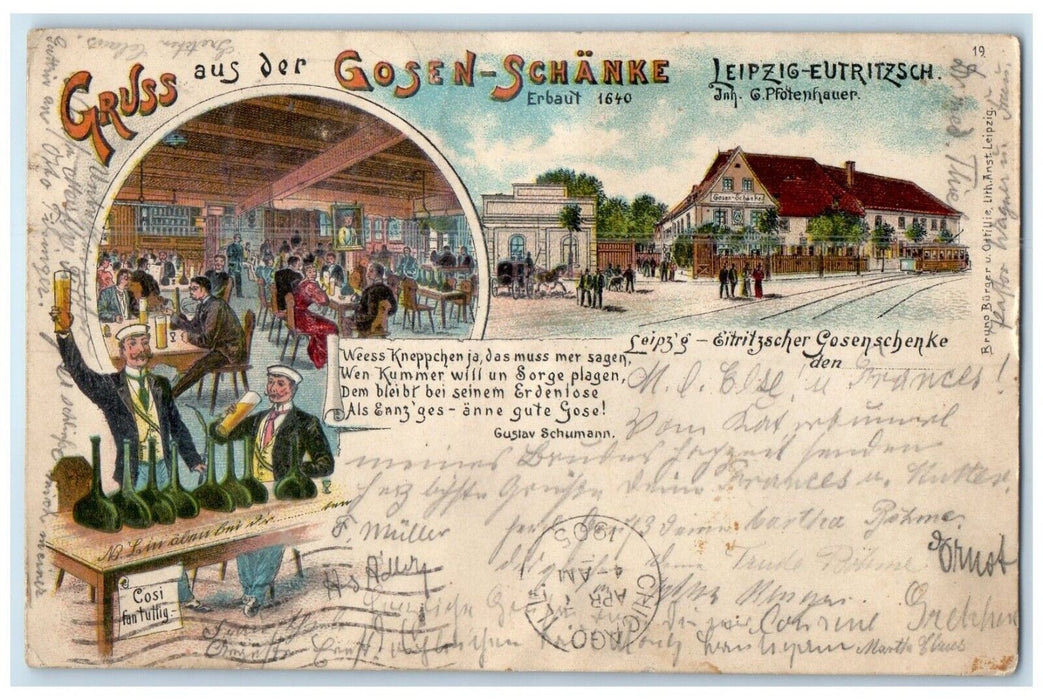 1905 Greetings from The Gosen-Schanke Leipzig Eutritzsch Germany Postcard