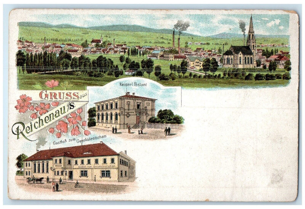 c1905 Greetings from Reichenau Baden-Württemberg Germany Multiview Postcard