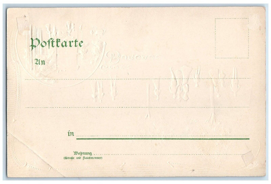 c1905 Greetings from The Burgaue Leutzsch Leipzig Germany Embossed Postcard