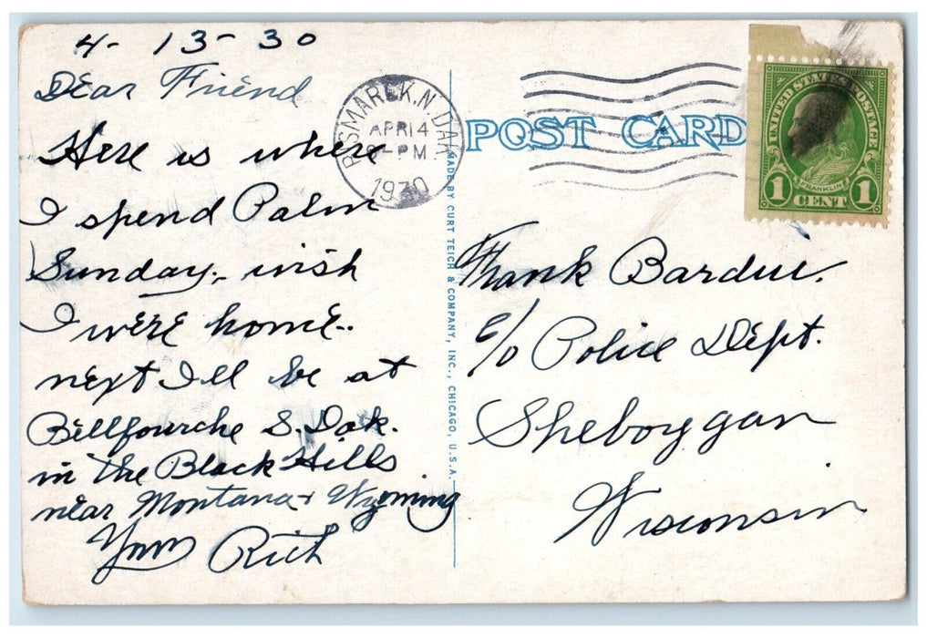 1930 Grand Pacific Hotel Exterior Building Store Bismarck North Dakota Postcard