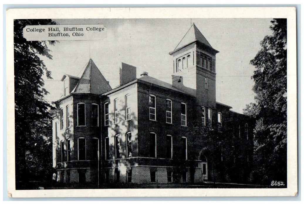 1953 College Hall Bluffton College Exterior Building Bluffton Ohio OH Postcard