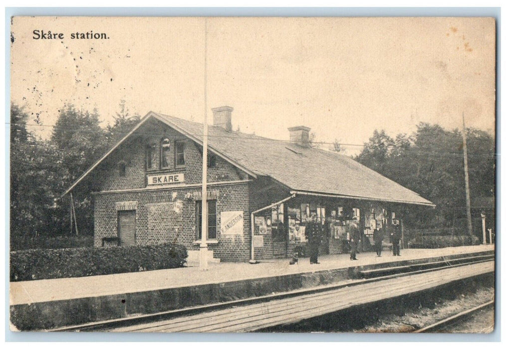 1907 Railway Skare Station Värmland County Sweden Antique Posted Postcard