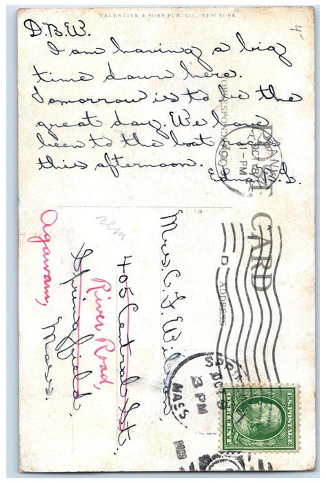 1909 Hudson Fulton Celebration Half Moon Ascending Dutch Shoe Pipe Postcard