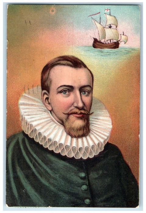 1909 Henry Hudson Shallop Boat Brooklyn New York NY Posted Antique Postcard