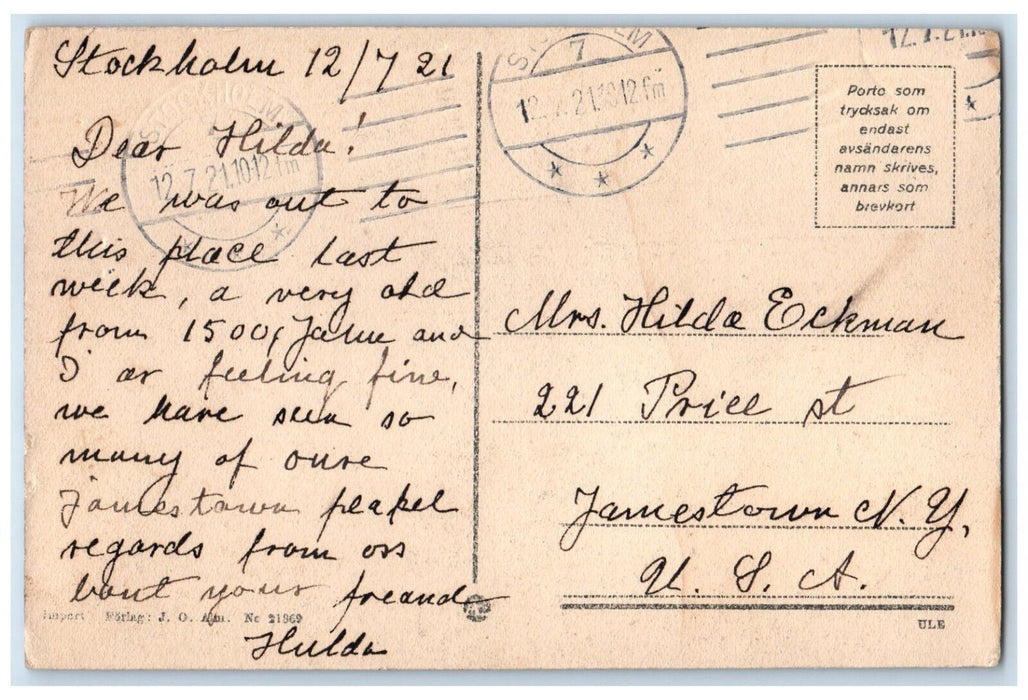 1921 Gripsholms Slott (Castle) Mariefred Sweden Antique Posted Postcard