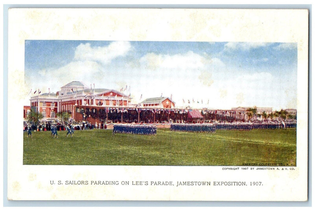 US Sailors Parading On Lee's Parade Jamestown Exposition Norfolk VA Postcard