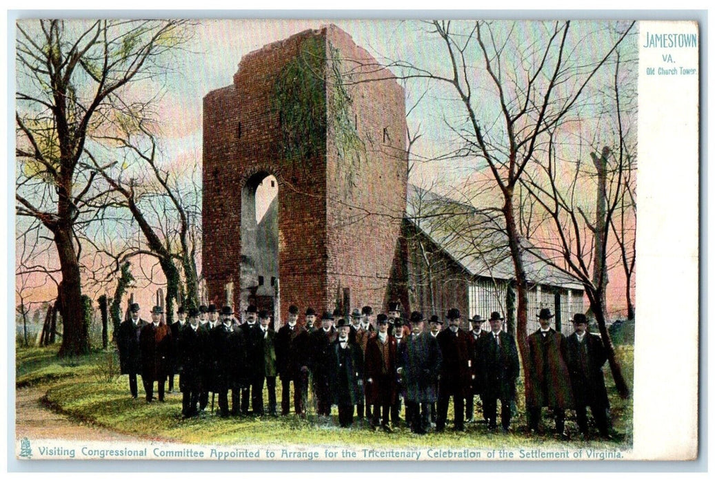 Old Church Tower Jamestown VA, Visiting Congressional Committee Tuck's Postcard