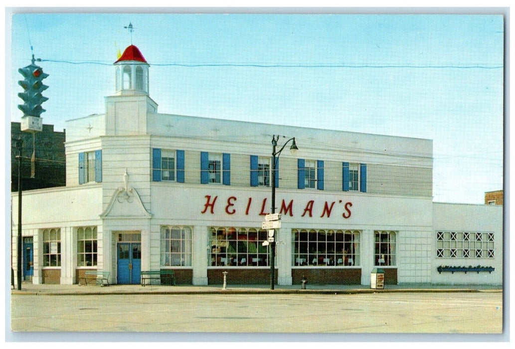 c1960 Heilman's Marine Room Grill Back Farm Fried Chicken Lorain Ohio Postcard