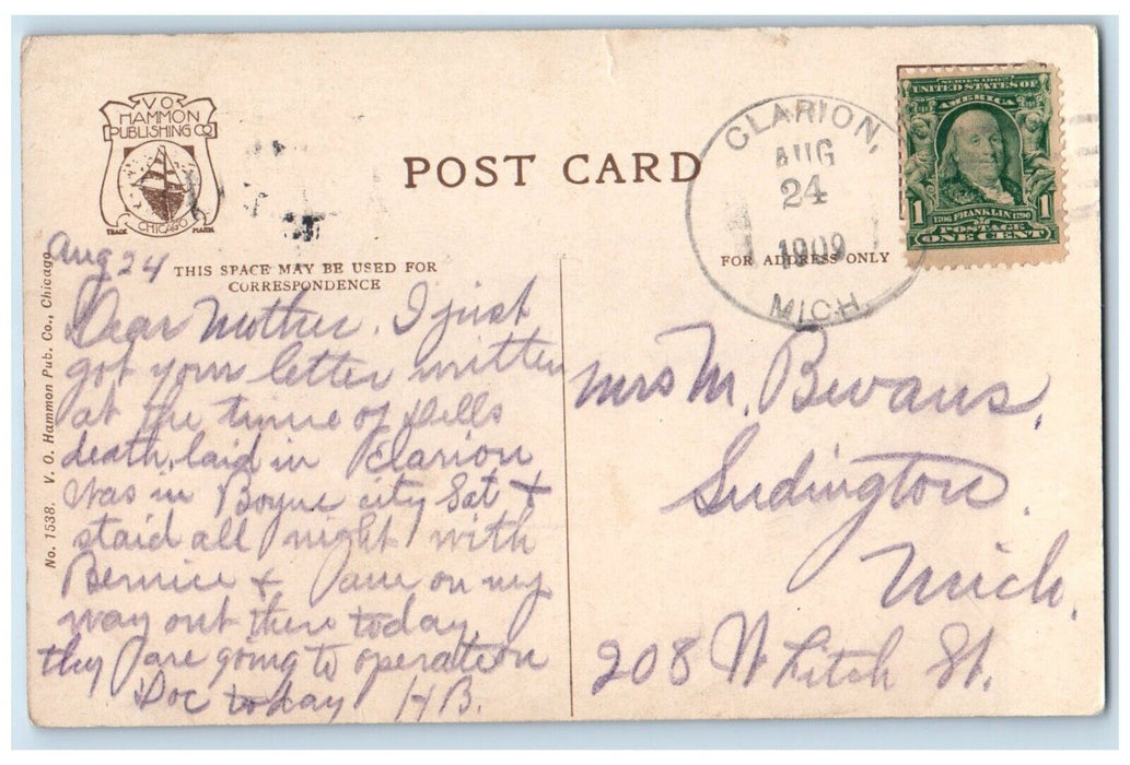 1909 New Walloon Building Walloon Lake Michigan MI Vintage Vo Hammon Postcard