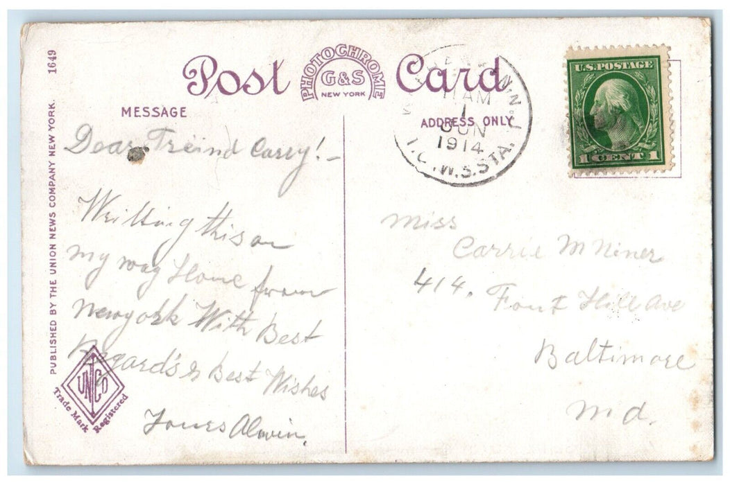 1914 5th Avenue Exterior Building Busses Street Madison Square New York Postcard