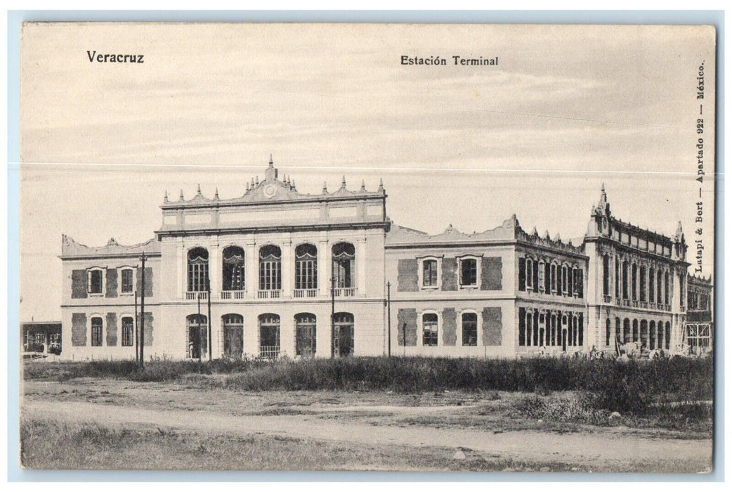 c1910 View of Estacion Terminal Veracruz Mexico Unposted Antique Postcard