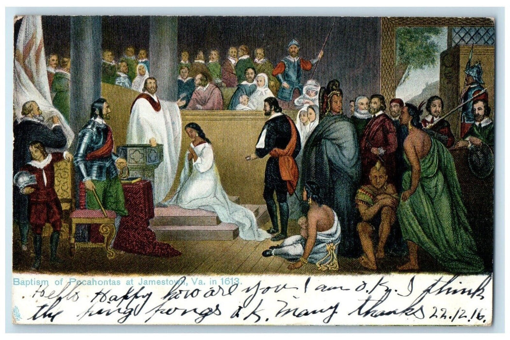 1907 Baptism Of Pocahontas At Jamestown Minesville Virginia VA Tuck's Postcard