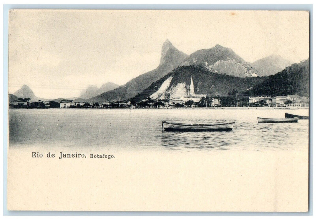 c1905 Boating Scene Botafogo Rio De Janeiro Brazil Antique Unposted Postcard