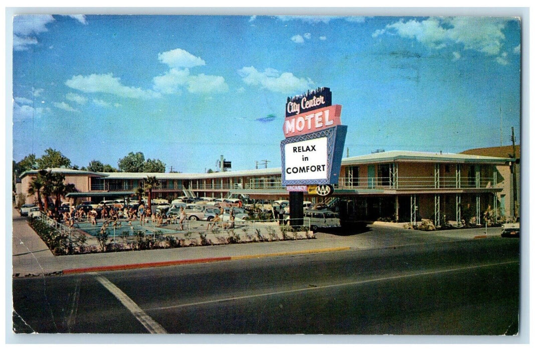 1964 Roadside View City Center Motel Building Las Vegas Nevada Vintage Postcard