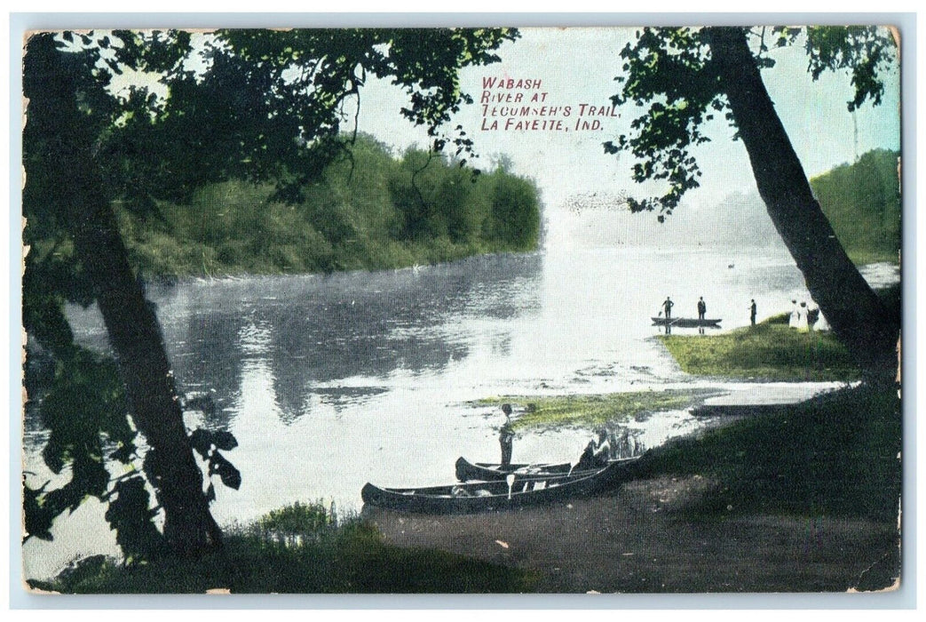 c1910 Wabash River Tecumseh Trail Boat Lafayette Indiana Posted Vintage Postcard