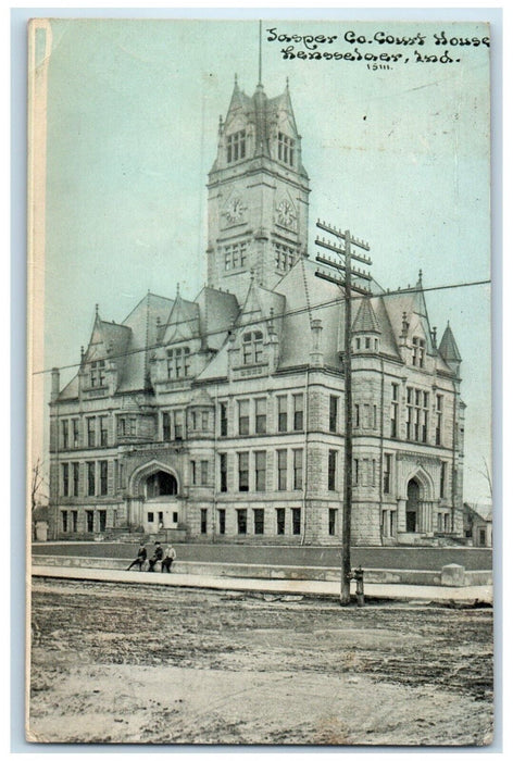 1907 Exterior View Jasper Co Court House Building Rensselaer Indiana IN Postcard