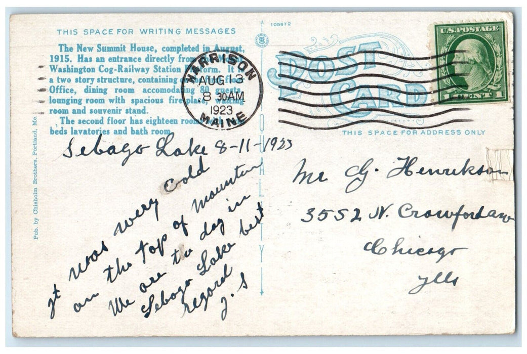 1923 New Summit House White Mountains New Hampshire NH Vintage Antique Postcard