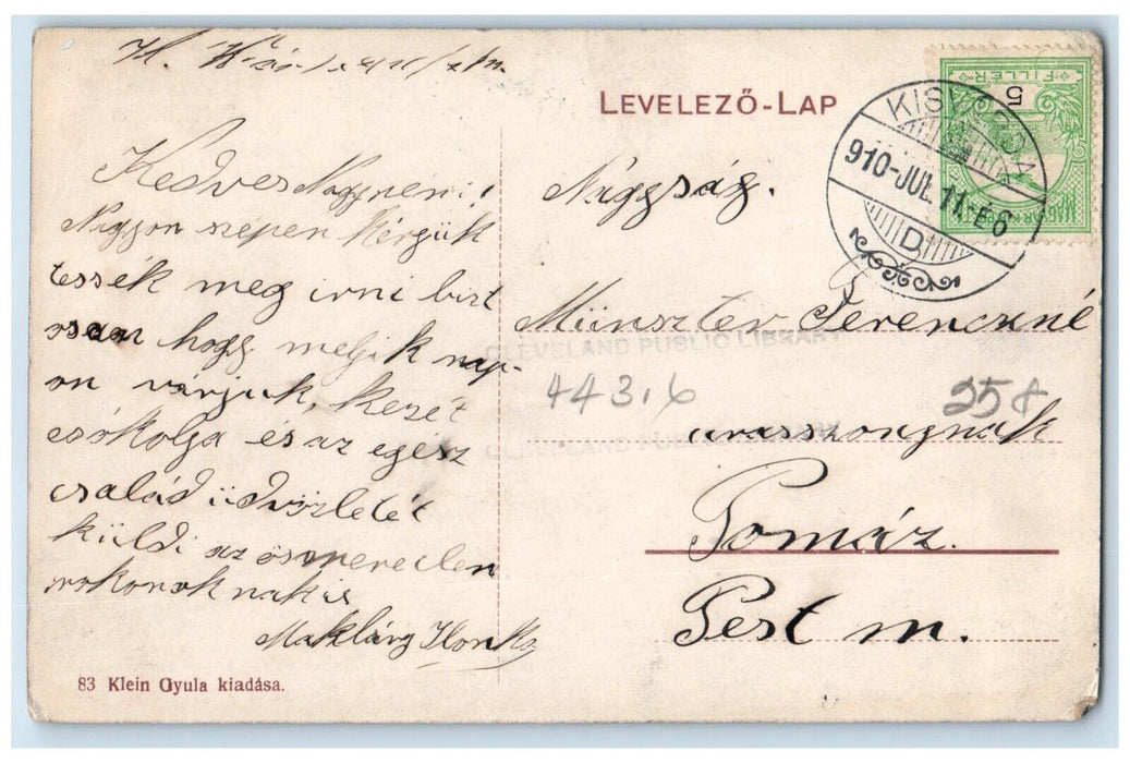 1910 Railway Train Station Building Kisvarda Hungary Posted Antique Postcard