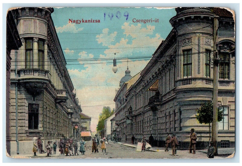 1909 Nagykanizsa Csengeri Street Dunaharaszti Hungary Antique Postcard