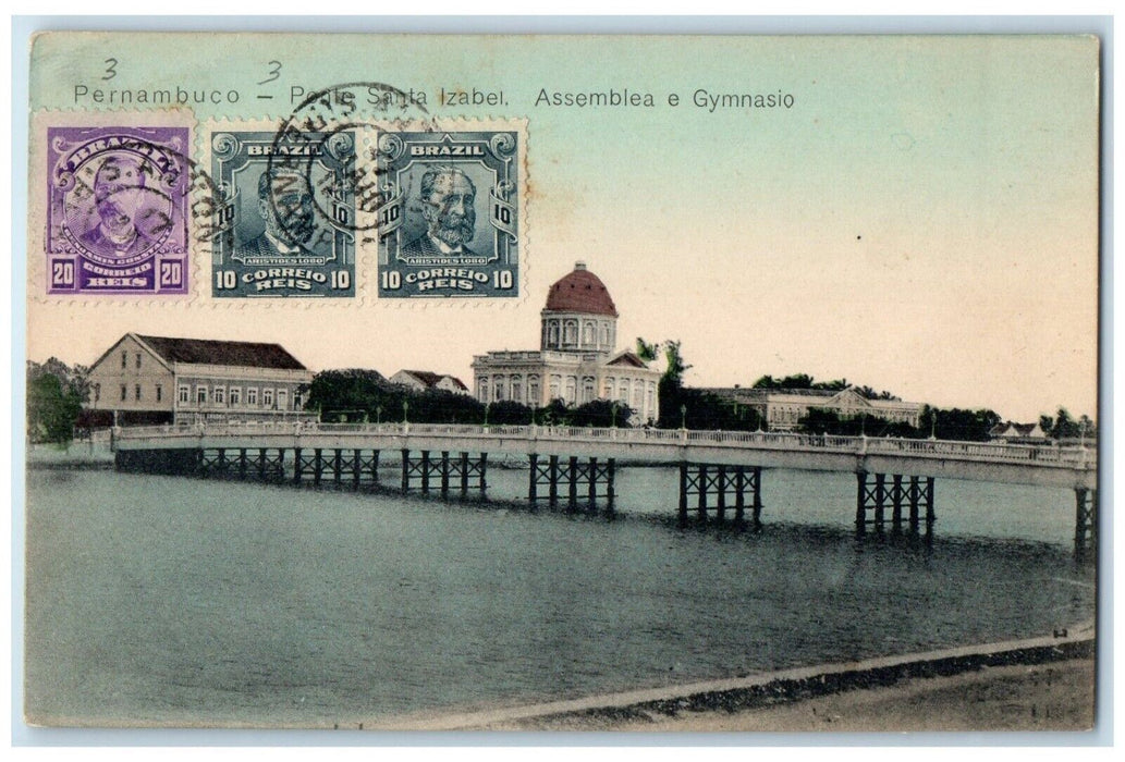 1911 Ponte Santa Isabel Assembly in Gym Pernambuco State of Brazil Postcard