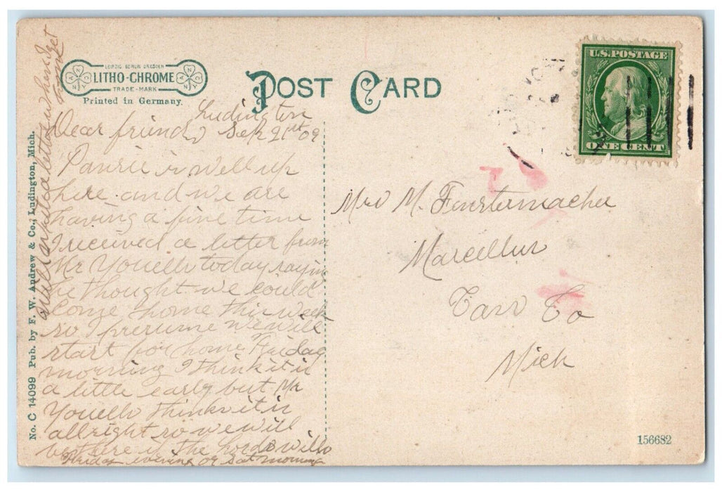 c1910 Exterior Luther Foster County Normal School Ludington Michigan MI Postcard