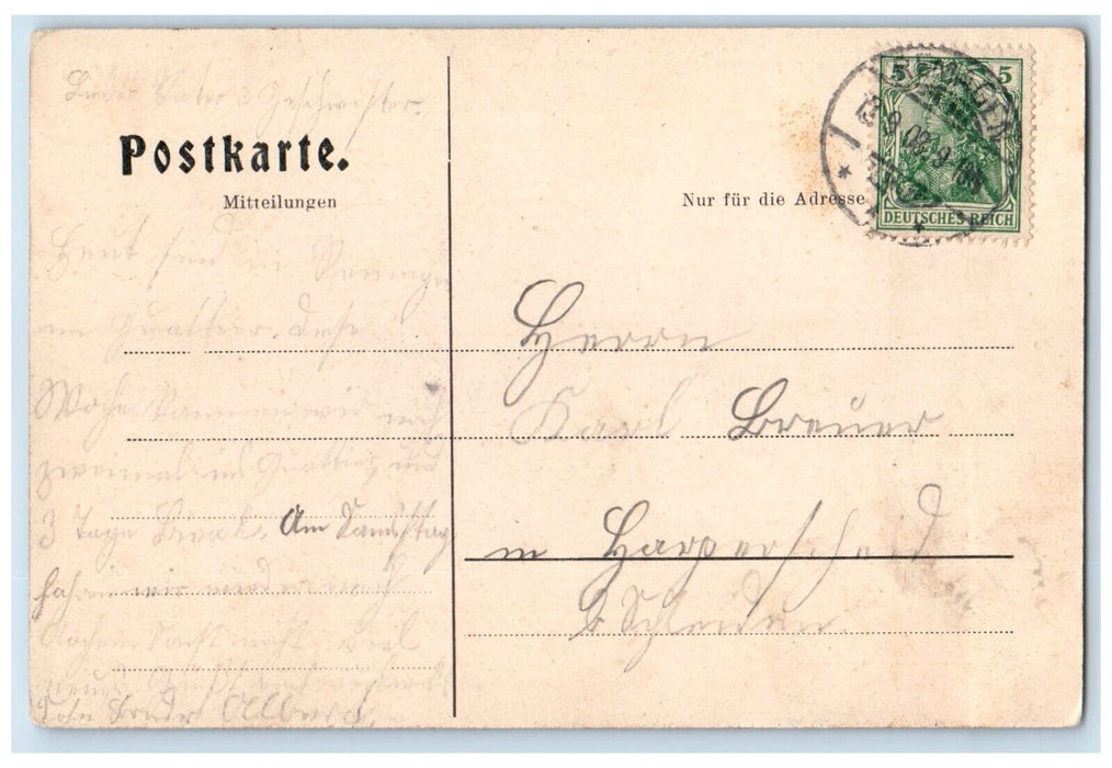 1908 Schooner Boat Landing Remagen Rheinpartie Germany Antique Postcard