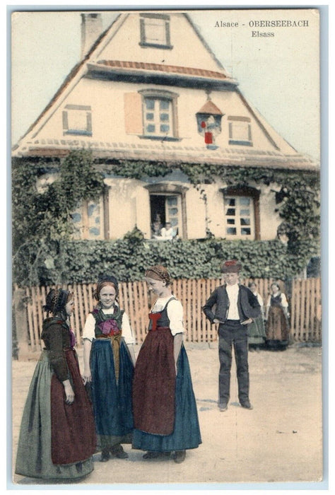 c1910 Girls Talking Alsace Oberseebach Elsass France Antique Unposted Postcard