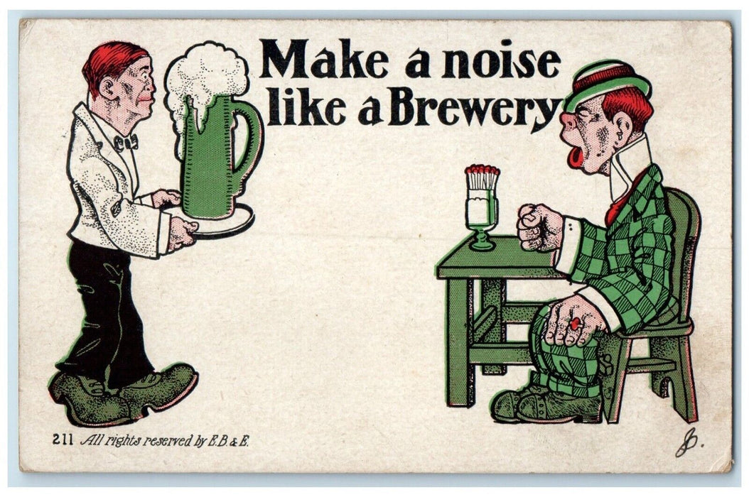 1907 Man Drink Alcohol Make A Noise Like Brewery Oak Harbor Ohio OH Postcard