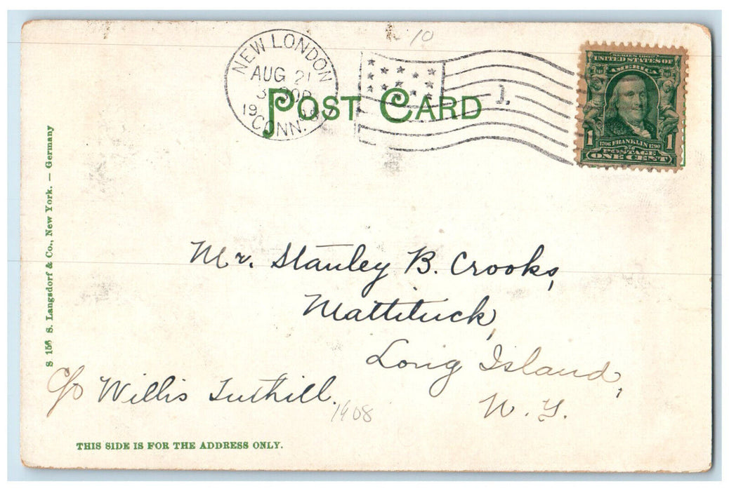 1908 View Of Groton Monument Connecticut CT, Houses Scene Antique Postcard